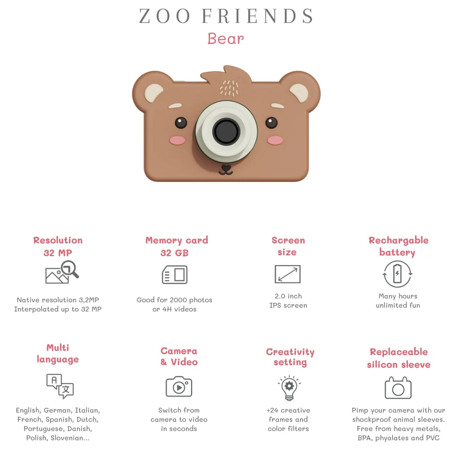 Cámara Fotográfica Zoo Friends Bear · The Zoofamily