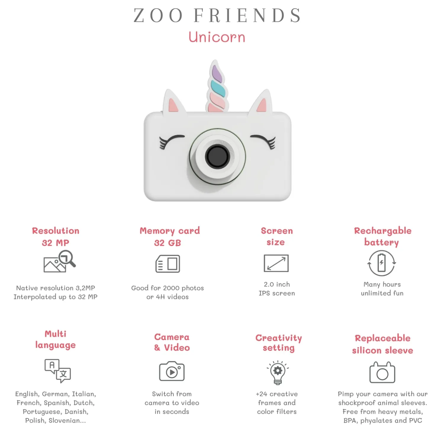 Cámara Fotográfica Zoo Friends Unicorn · The Zoofamily