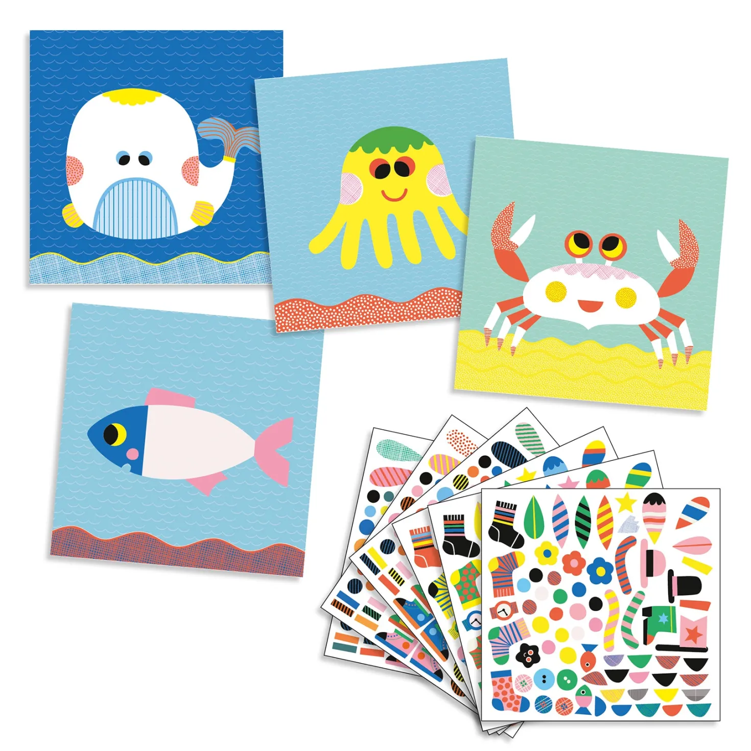 Crear con pegatinas Animales Marinos · DJECO