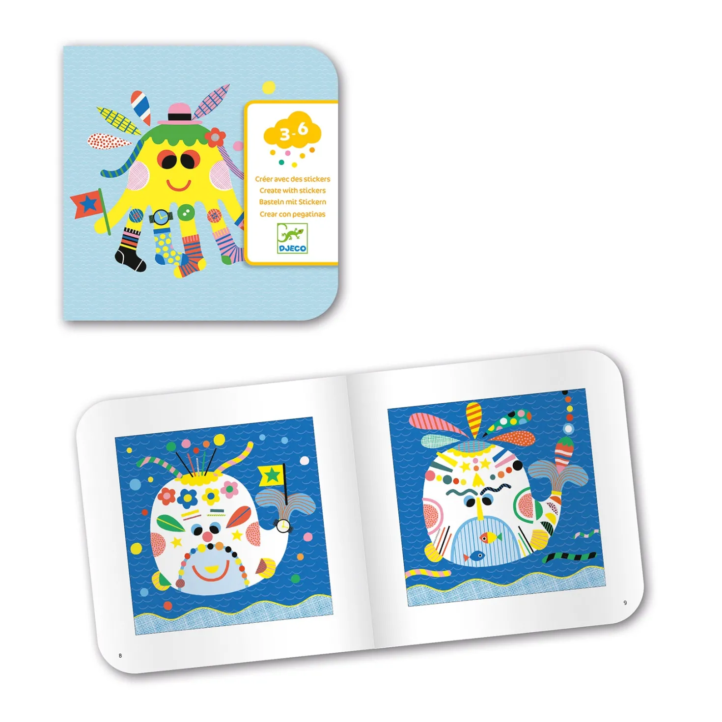 Crear con pegatinas Animales Marinos · DJECO