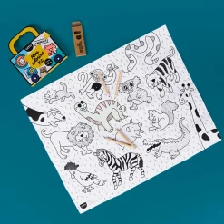 Mini Pocket Animales para colorear + 4 lápices · OMY