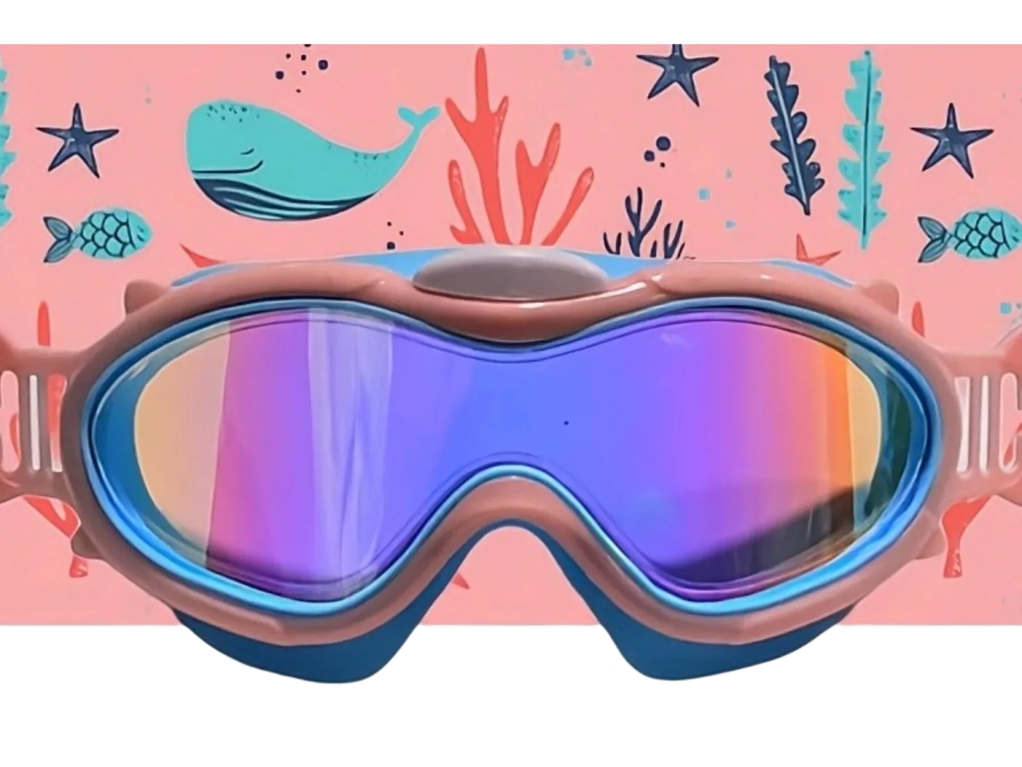 Máscara infantil rosa con turbante Ballenas · Fun Water