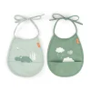 Pack de 2 baberos mini con bolsillo Croco Green · Done by Deer