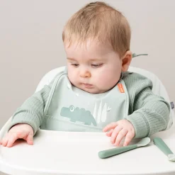 Pack de 2 baberos mini con bolsillo Croco Green · Done by Deer