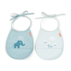 Pack de 2 baberos mini con bolsillo Elphee Blue · Done by Deer