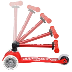 Patinete Mini Deluxe Plegable LED · Rojo
