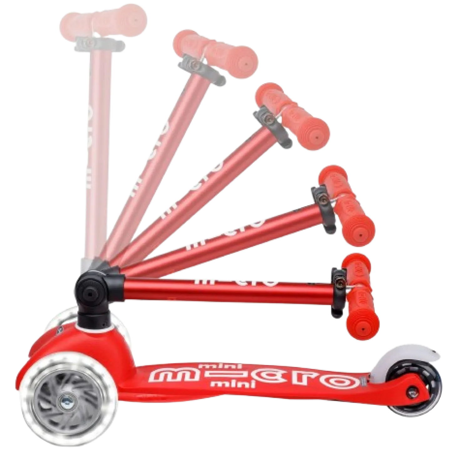 Patinete Mini Deluxe Plegable LED · Rojo