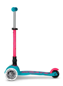 Patinete Mini Deluxe Plegable Neón LED · Aqua /Fucsia