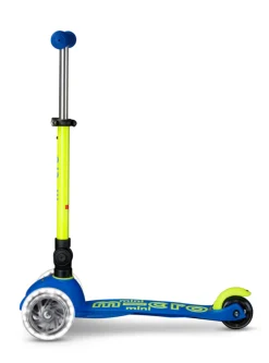 Patinete Mini Deluxe Plegable Neón LED · Azul/Amarillo