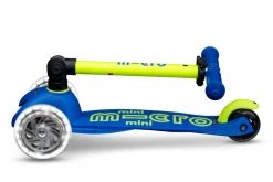 Patinete Mini Deluxe Plegable Neón LED · Azul/Amarillo