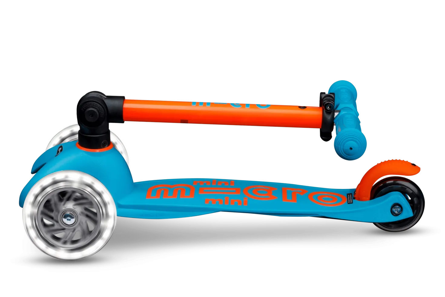 Patinete Mini Deluxe Plegable Neón LED · Azul/Naranja