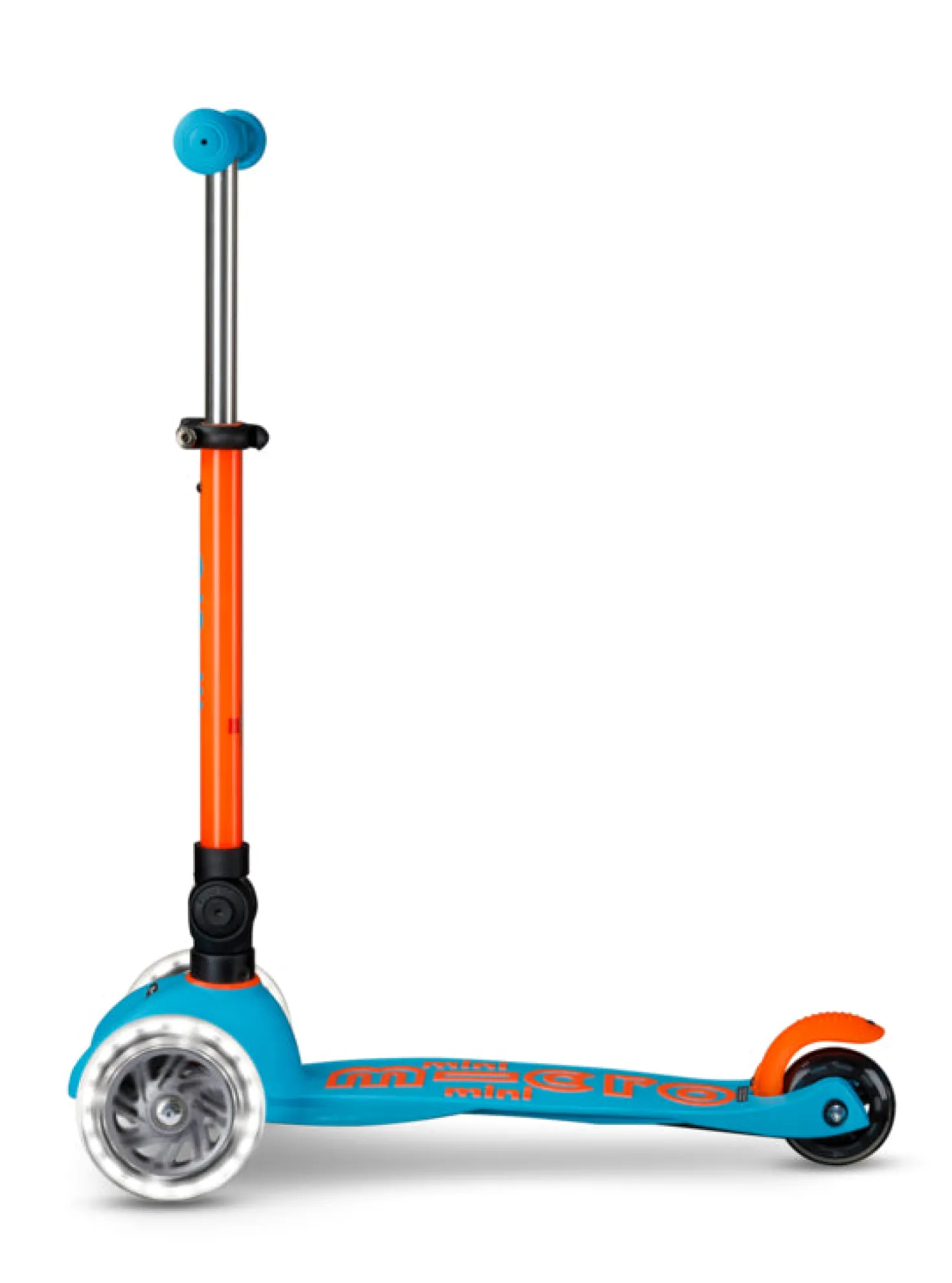Patinete Mini Deluxe Plegable Neón LED · Azul/Naranja