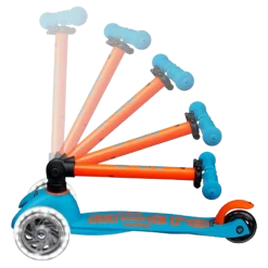 Patinete Mini Deluxe Plegable Neón LED · Azul/Naranja