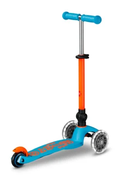 Patinete Mini Deluxe Plegable Neón LED · Azul/Naranja