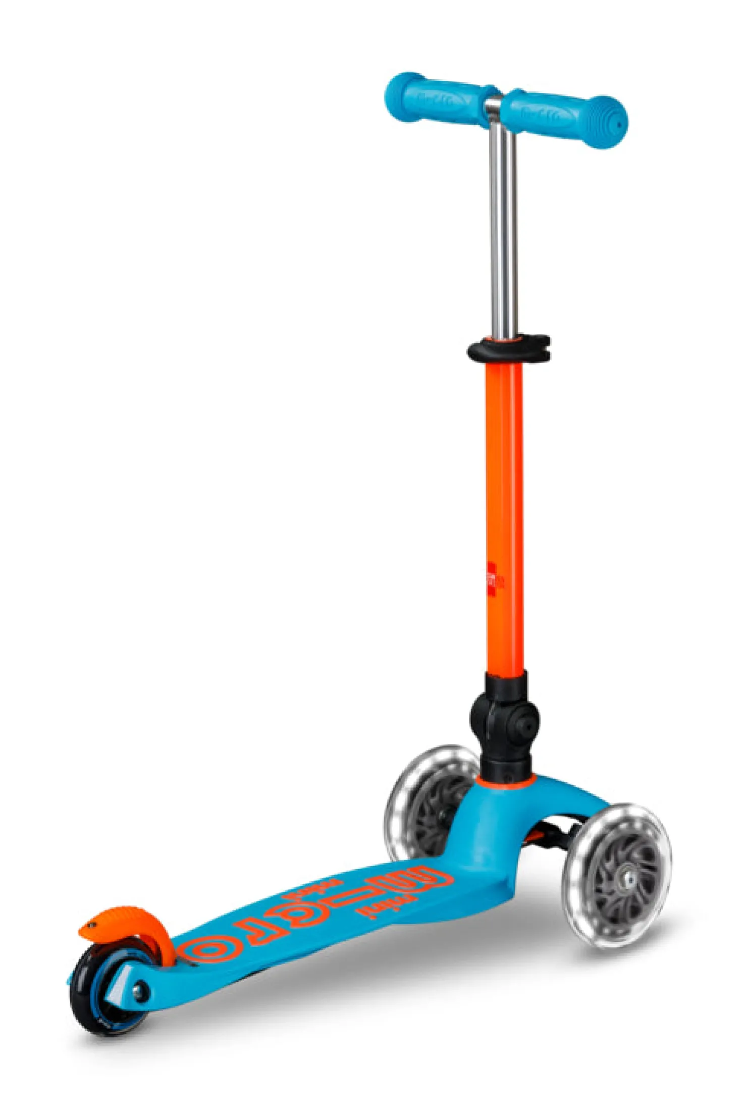 Patinete Mini Deluxe Plegable Neón LED · Azul/Naranja