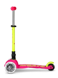 Patinete Mini Deluxe Plegable Neón LED · Rosa/Amarillo