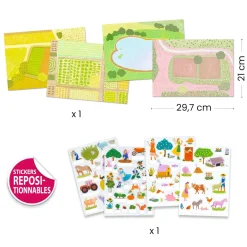 Pegatinas reposicionables Granja · Djeco