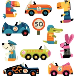 Pegatinas reposicionables Los Coches · Djeco