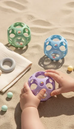 Pelota sensorial con sonajero · Little L