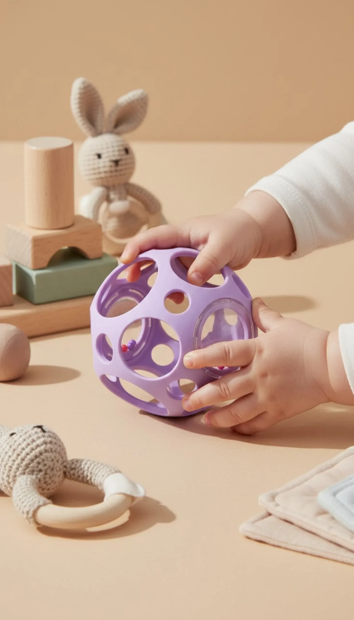 Pelota sensorial con sonajero · Little L