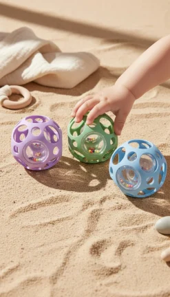Pelota sensorial con sonajero · Little L