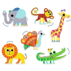 Puzzle dúo Animales Articulados 12 piezas · Djeco