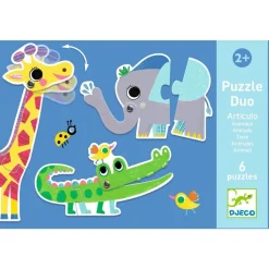 Puzzle dúo Animales Articulados 12 piezas · Djeco