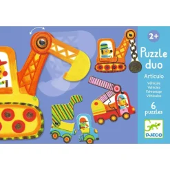 Puzzle dúo Vehículos Articulados 12 piezas · Djeco
