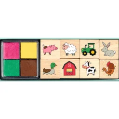 Tampones madera Animales Granja · Moses