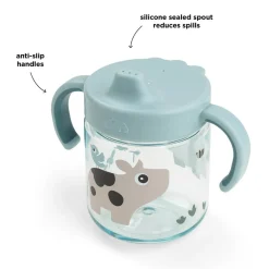 Taza aprendizaje dos asas Tiny farm Blue · Done by Deer
